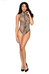 Flocked Cheetah Print Mesh Teddy-French Quarter Lingerie